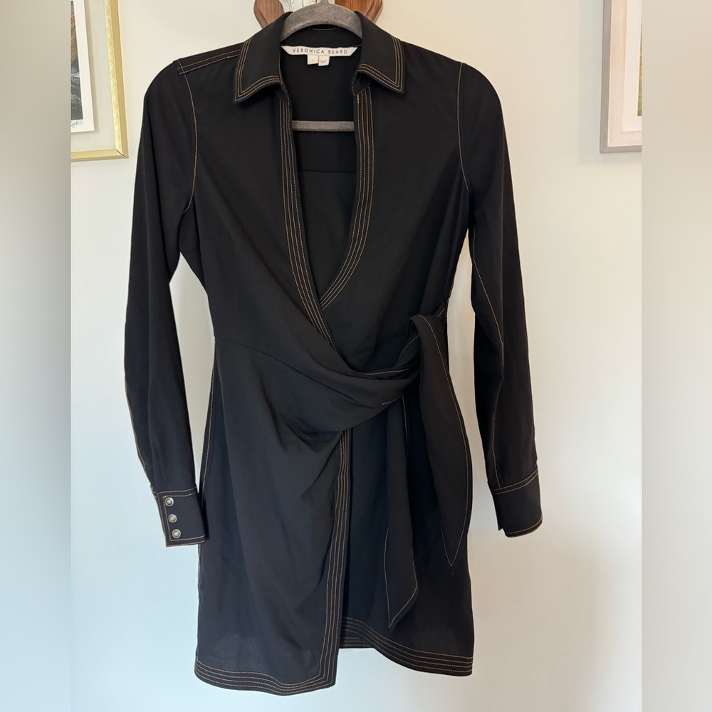 Veronica Beard mini Wrap Dress Lavella V-Neck Long sleeve Collared